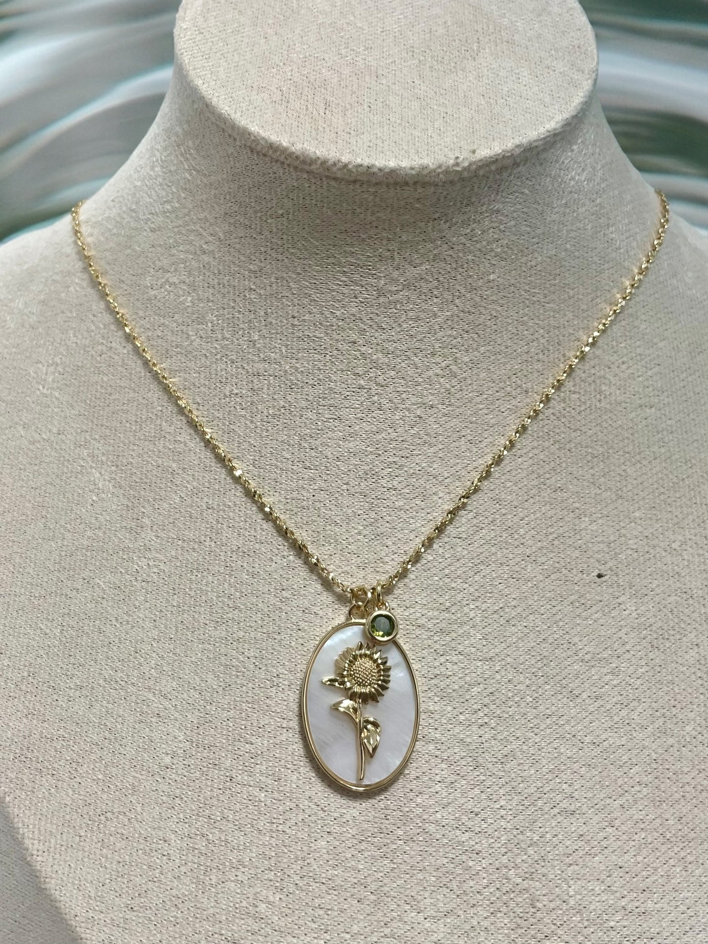 Birthstone Flower Necklace in Copper