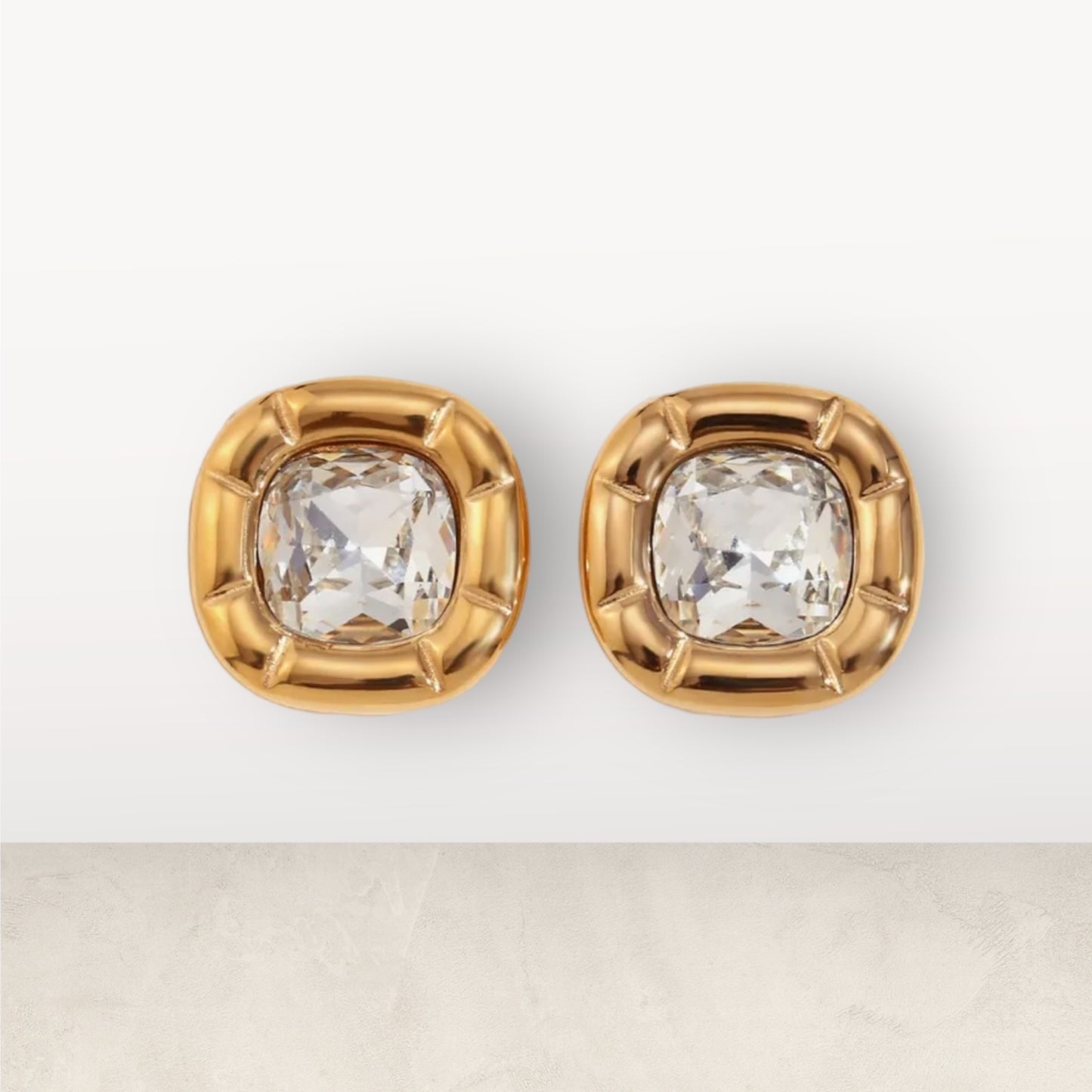 Beach Resort Shining Zirconia Earrings in Stainless Steel 18k Gold Plated