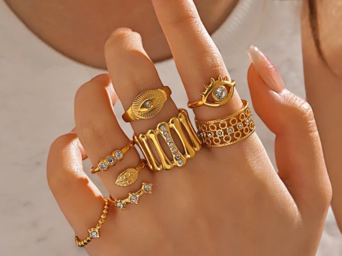Phedra Ring Adjustable Adjustable Stainless Steel Zirconia