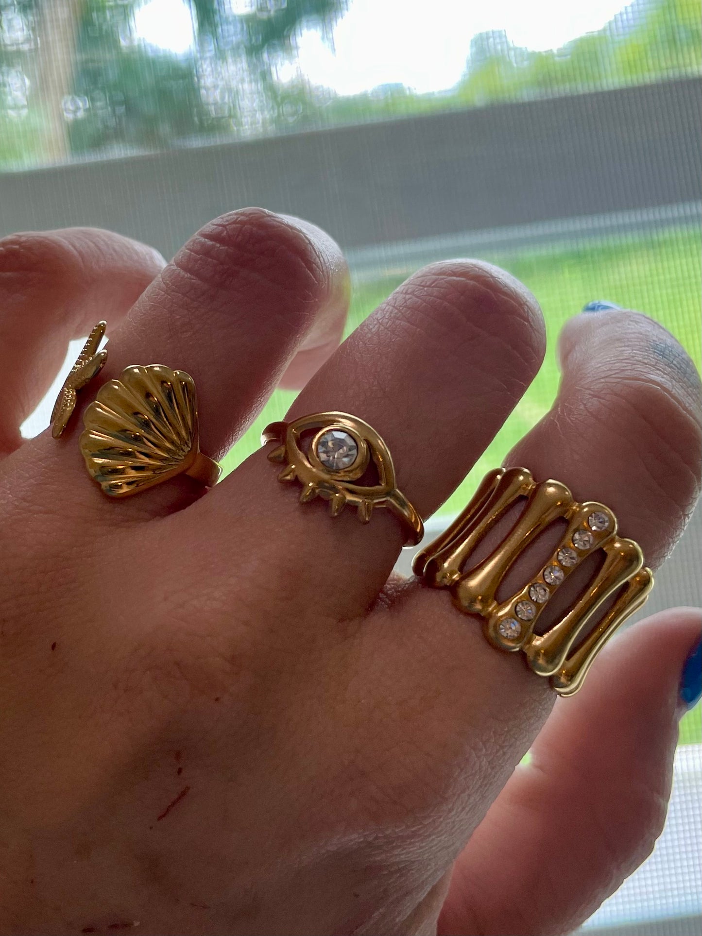 Barroco Ring Adjustable Stainless Steel Zirconia