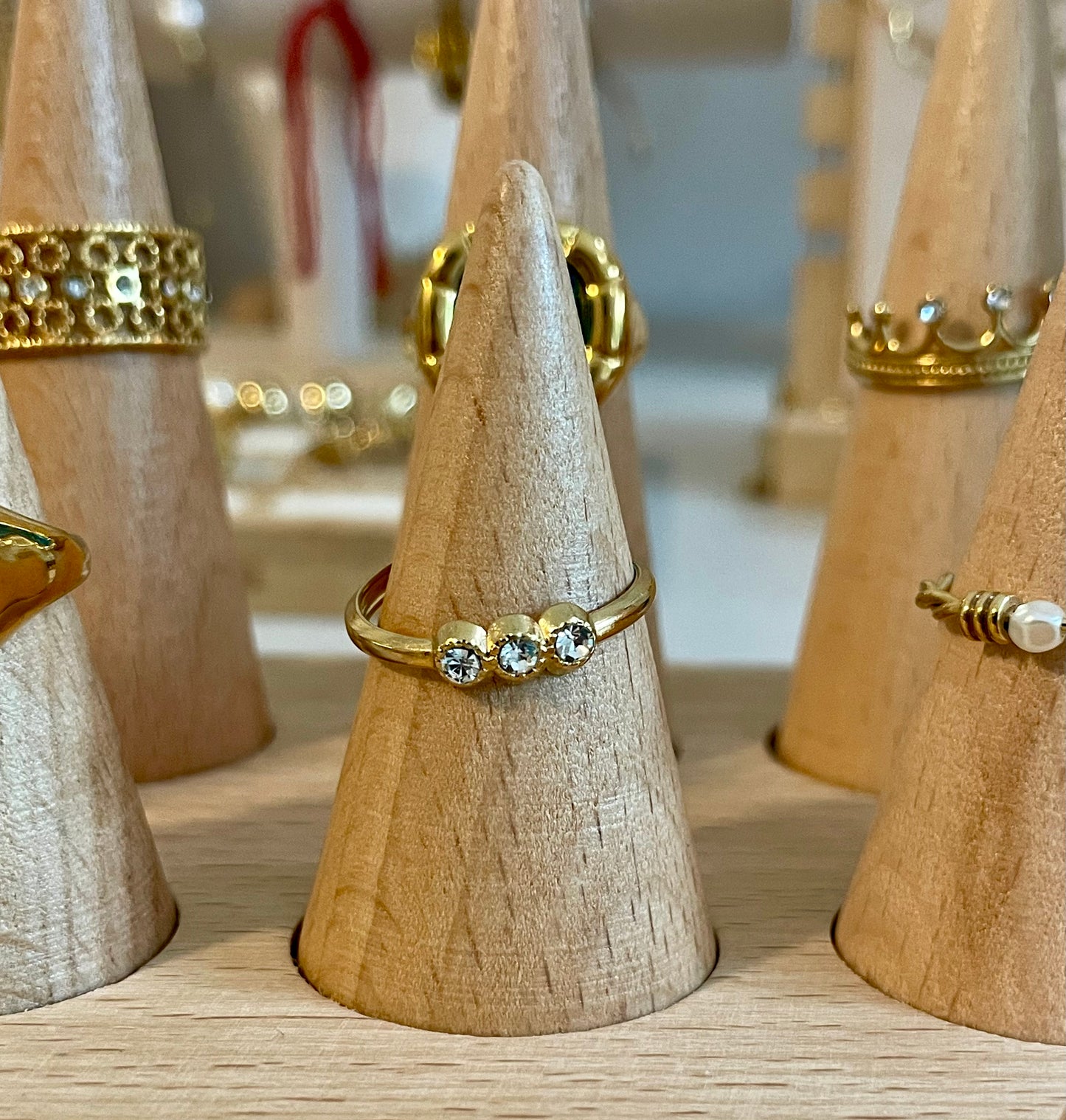 Triple Zirconia Ring Adjustable Stainless Steel