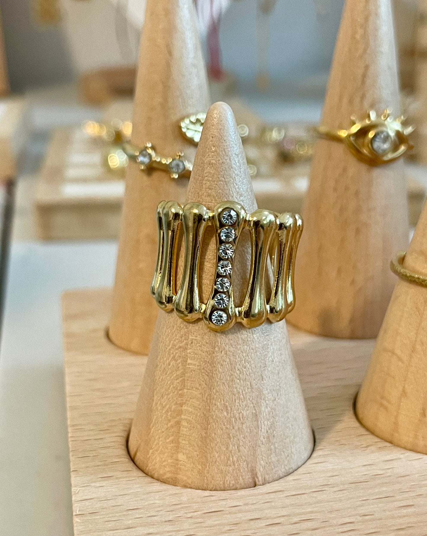 Barroco Ring Adjustable Stainless Steel Zirconia