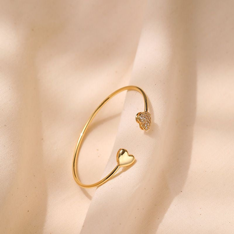 Double Heart Zirconia Bangle