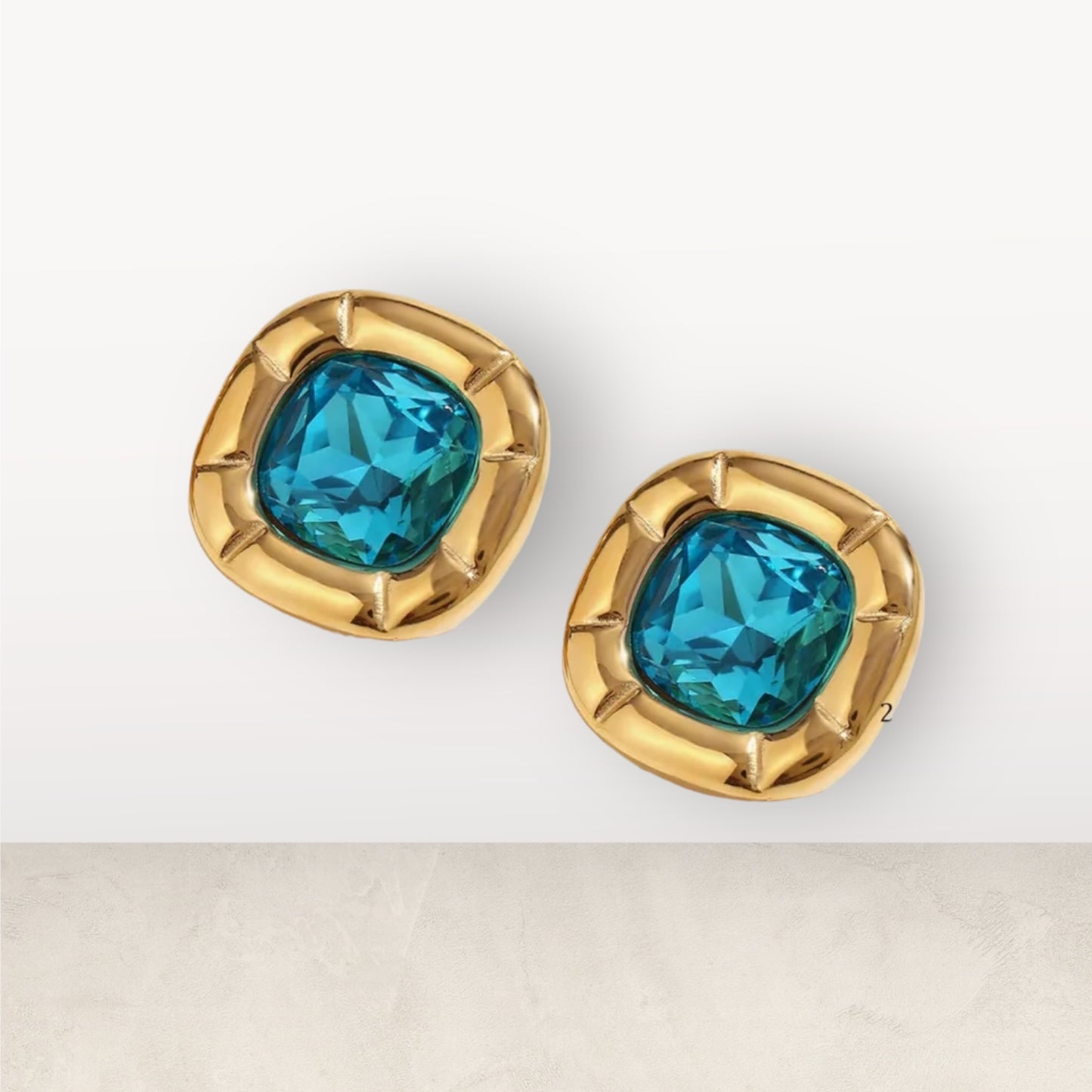 Beach Resort Shining Zirconia Earrings in Stainless Steel 18k Gold Plated