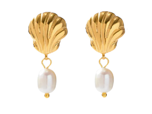 Small Shell with Pearl Beach Resort Earrings