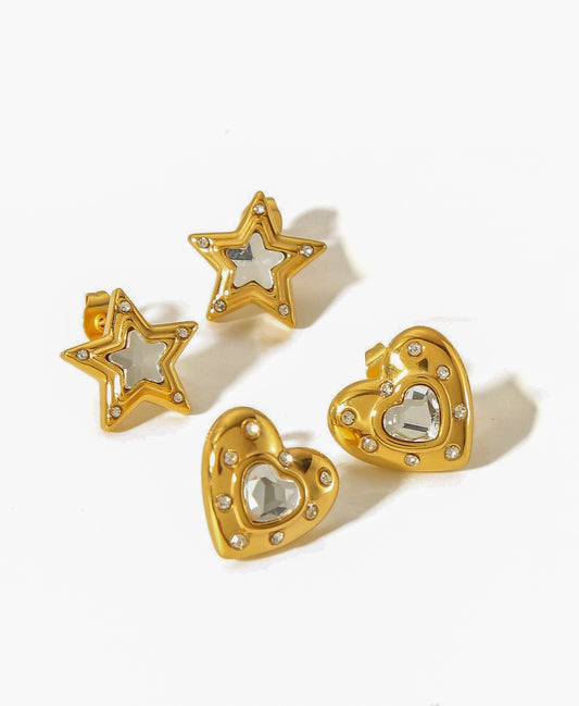 Silver and Gold Heart/Star Studs