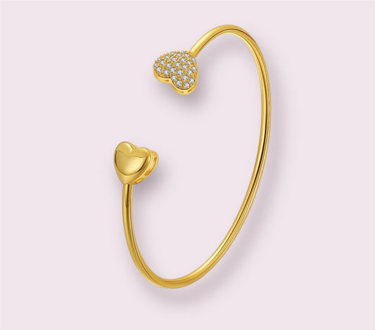 Double Heart Zirconia Bangle