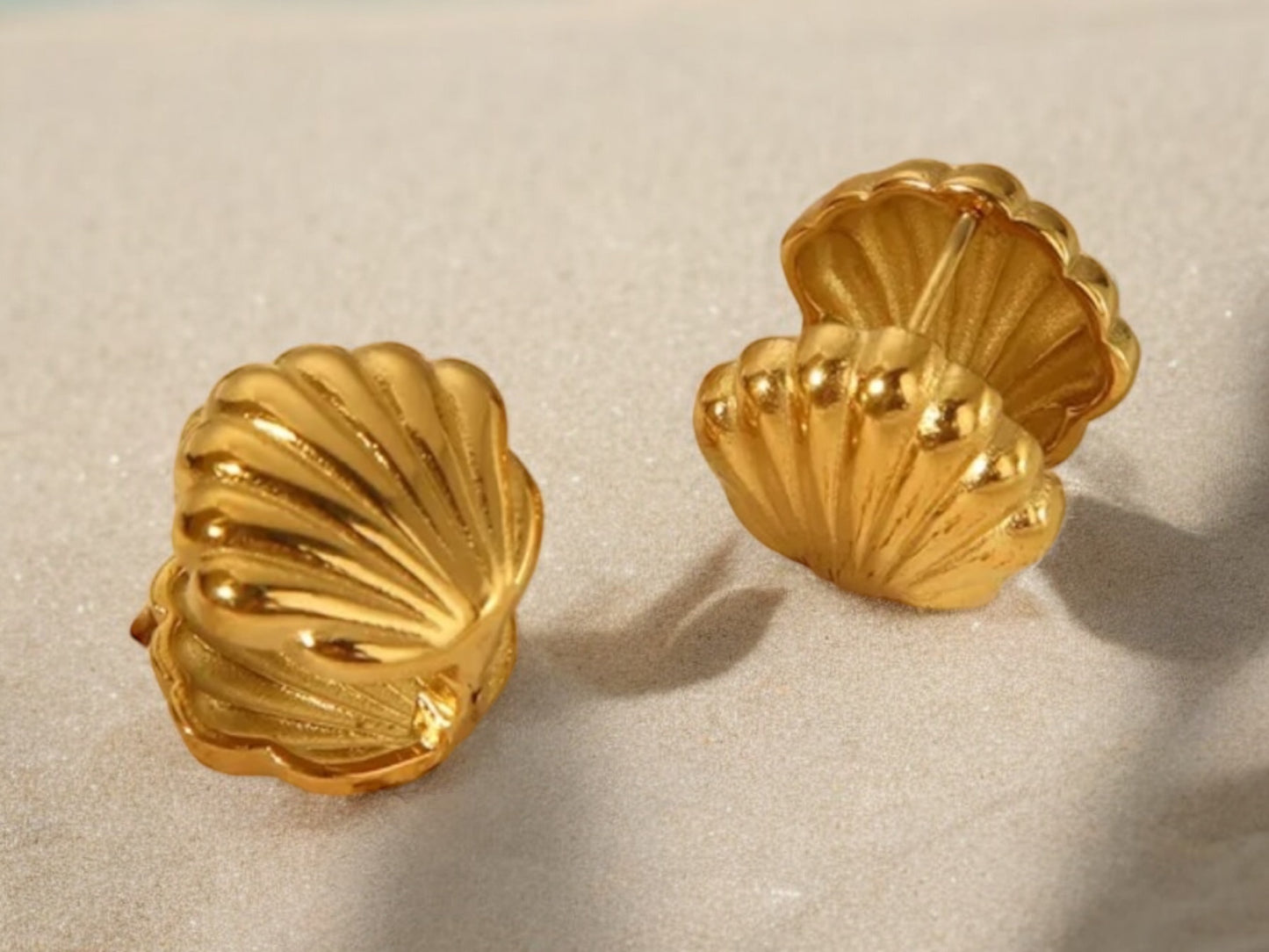 Small Shell Beach Resort Earrings Stainless Steel 18k Gold Plated