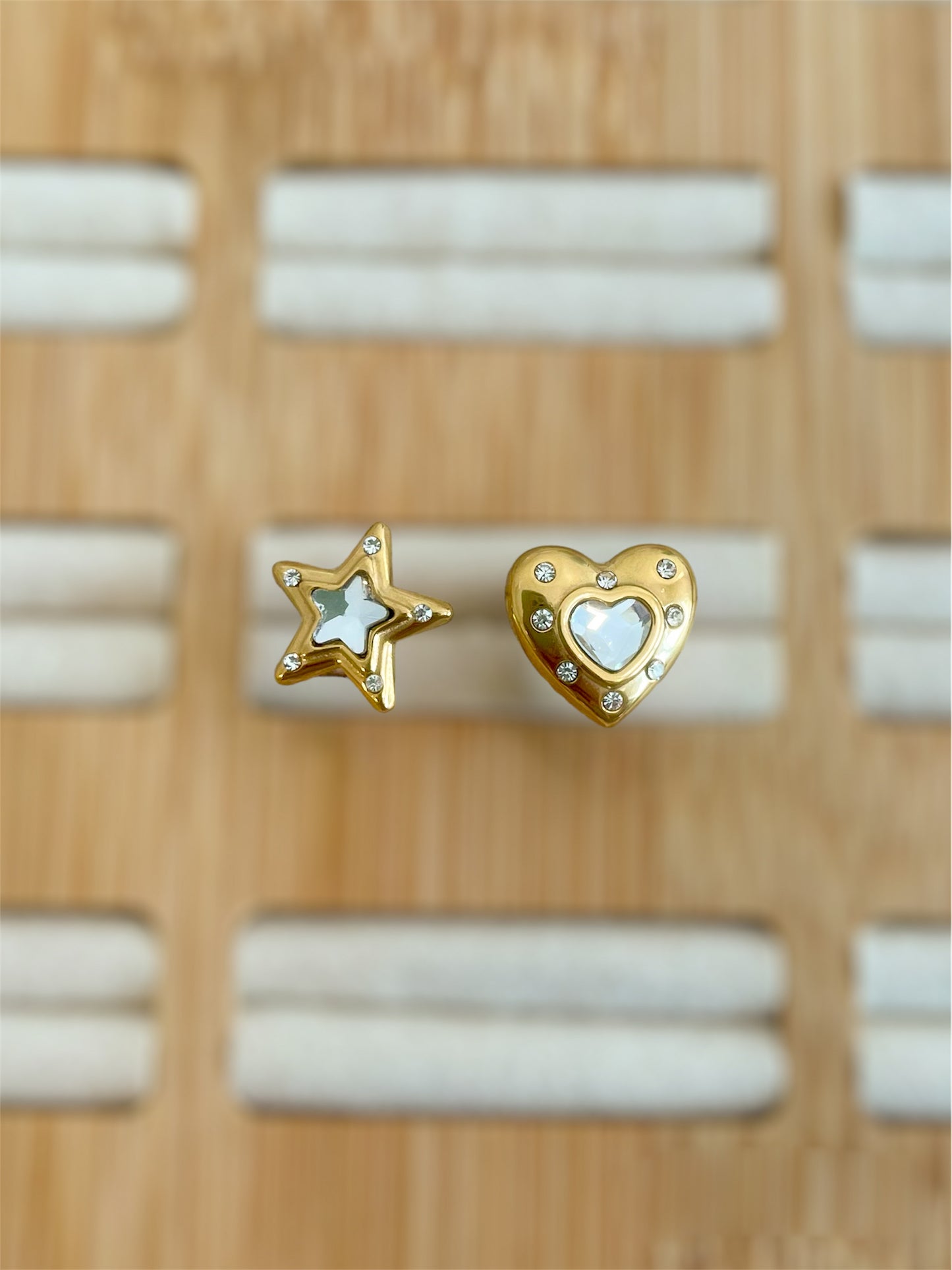 Silver and Gold Heart/Star Studs