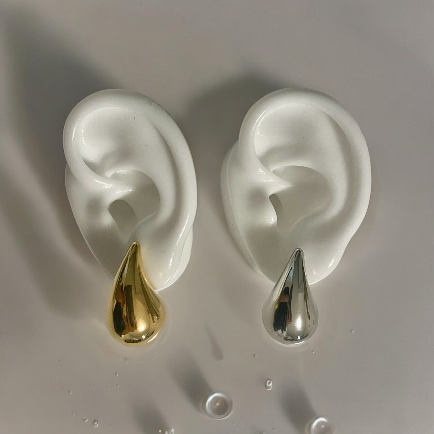 Gold and Silver Large Trendy Drops Stud Earrings